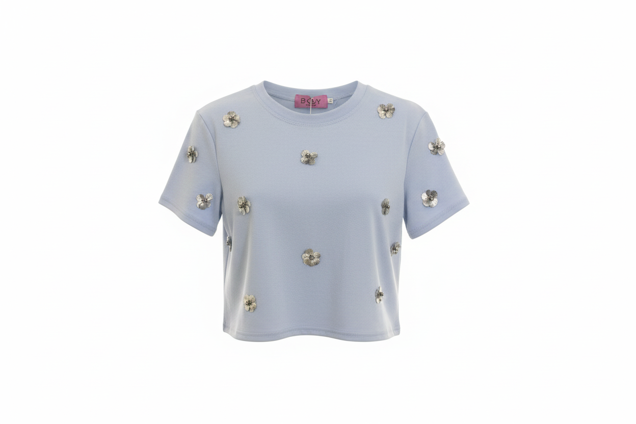 Blusa con Flores de Pedrería