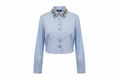 Camisa Crop con Cuello de Pedrería Multicolor