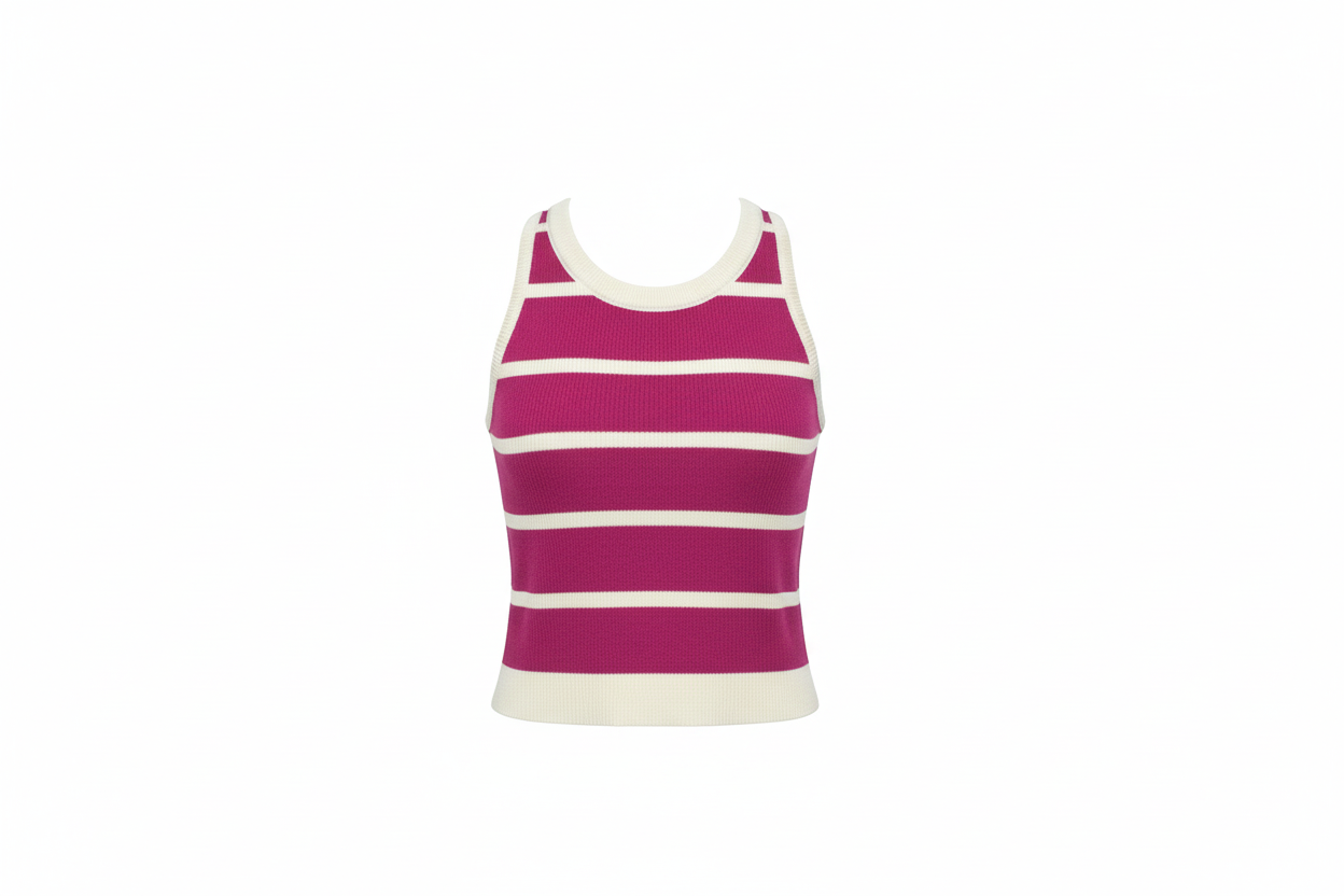 Crop Top de Rayas Horizontales Sin Mangas con Tirantes Delgados