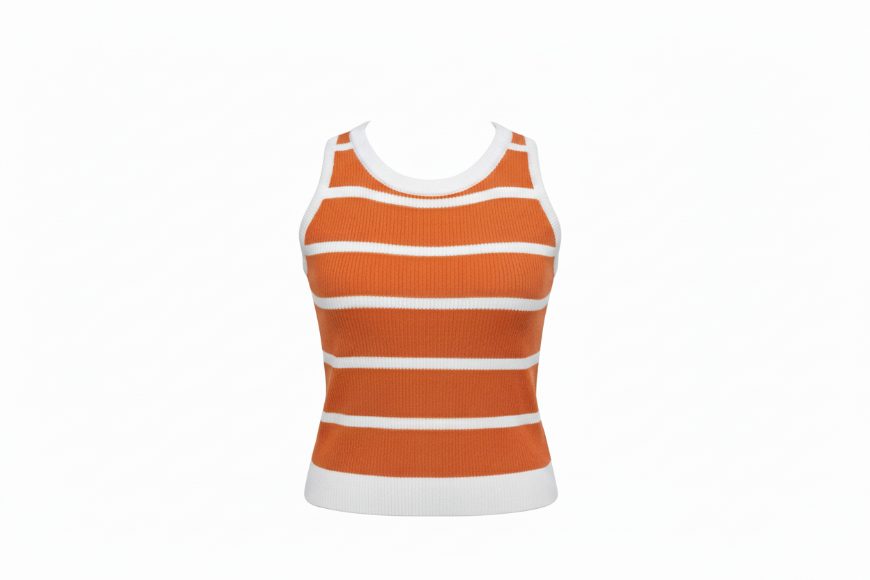 Crop Top de Rayas Horizontales Sin Mangas con Tirantes Delgados