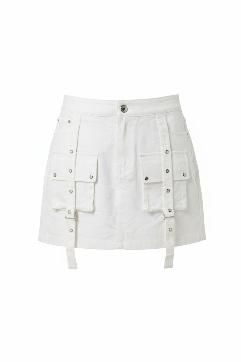 Minifalda cargo blanca