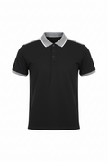 Polo bicolor negro con detalles grises vista frontal
