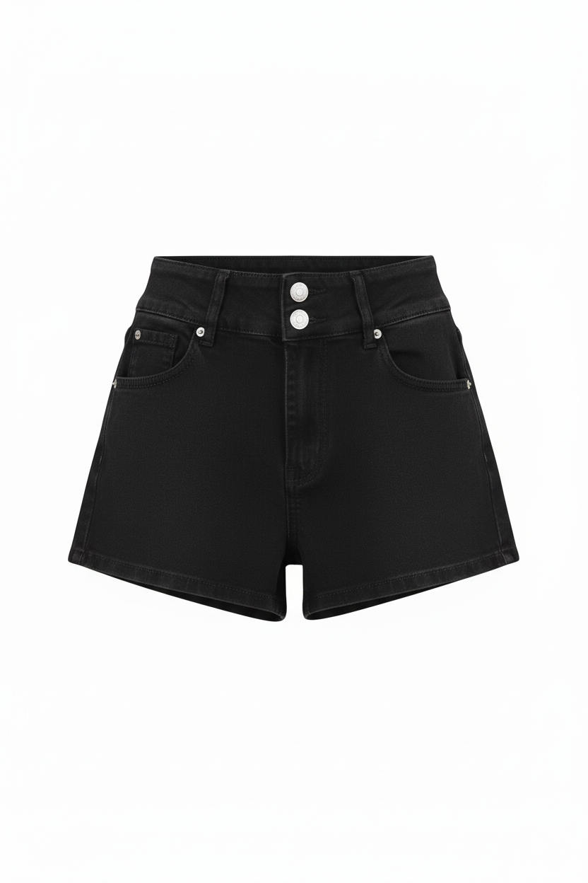 Shorts de mezclilla negra vista frontal