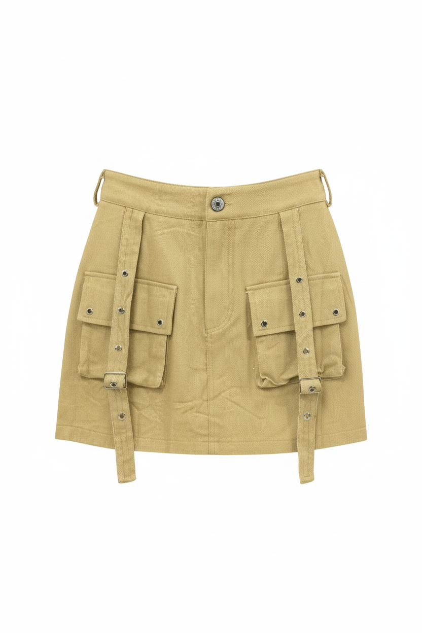 Minifalda cargo beige