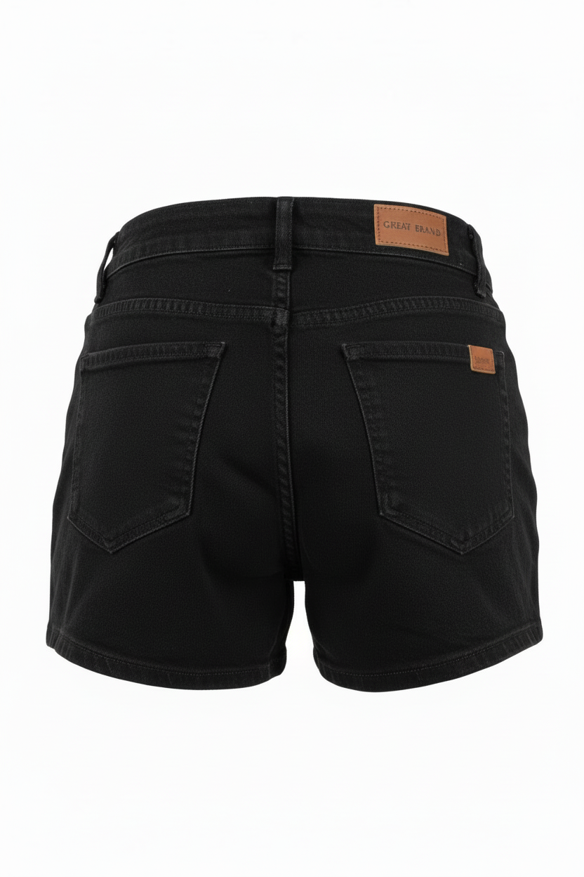 Shorts de mezclilla negra vista trasera
