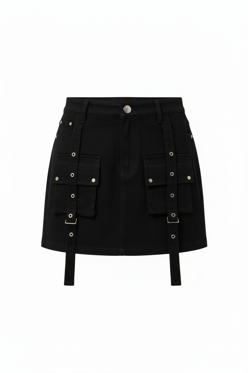Minifalda cargo negra