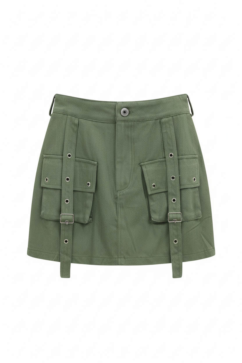 Minifalda cargo verde militar