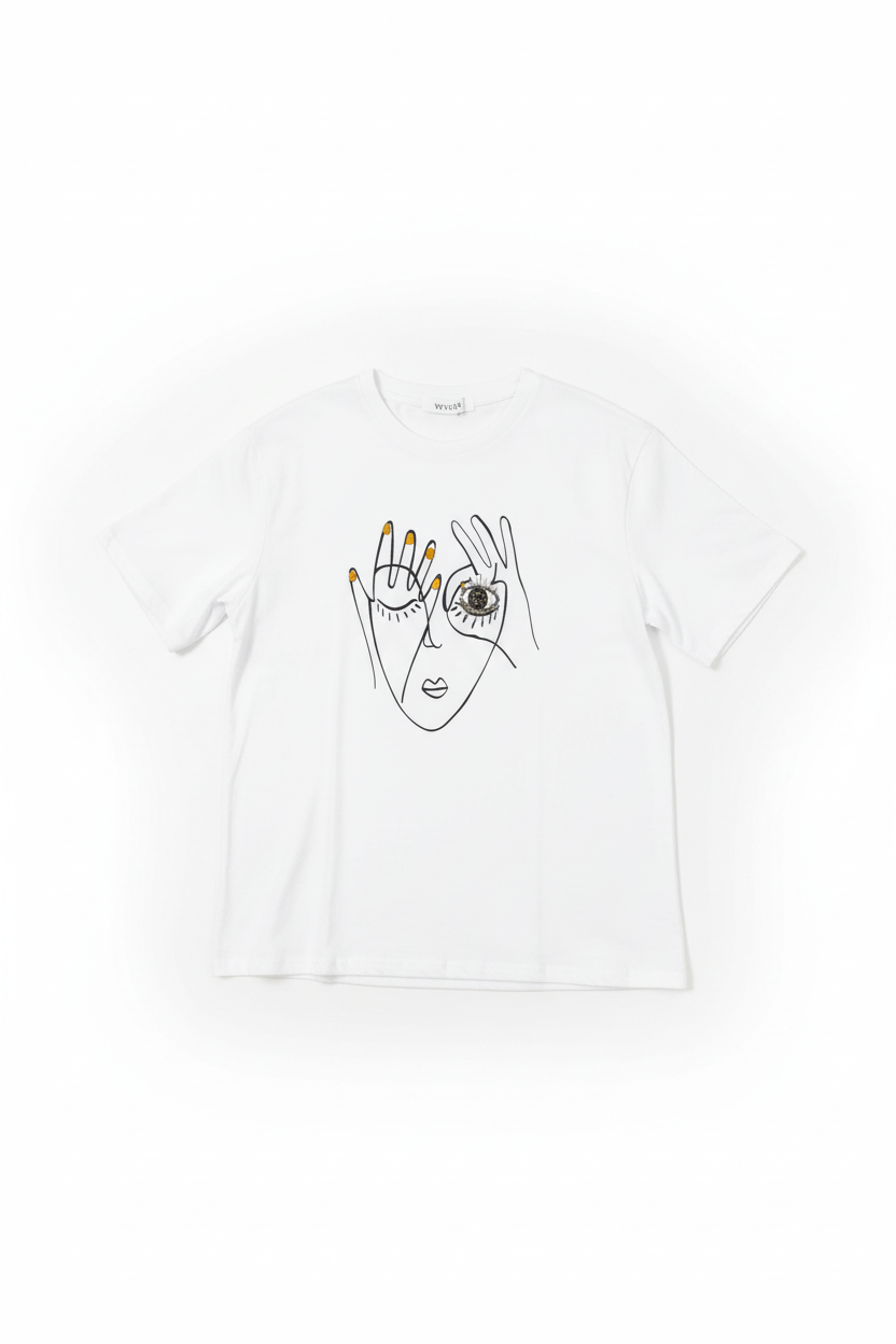 Playera con Diseño de Arte Lineal Minimalista