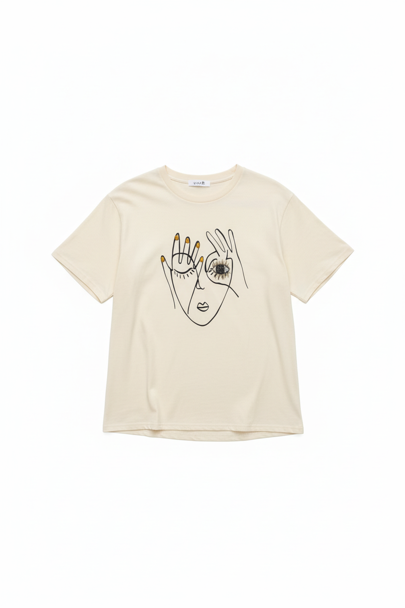 Playera con Diseño de Arte Lineal Minimalista