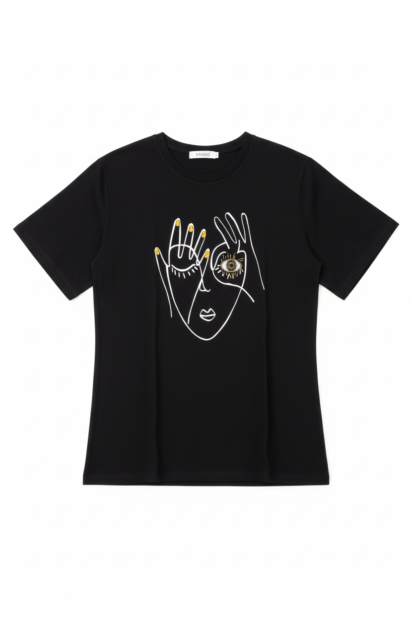 Playera con Diseño de Arte Lineal Minimalista