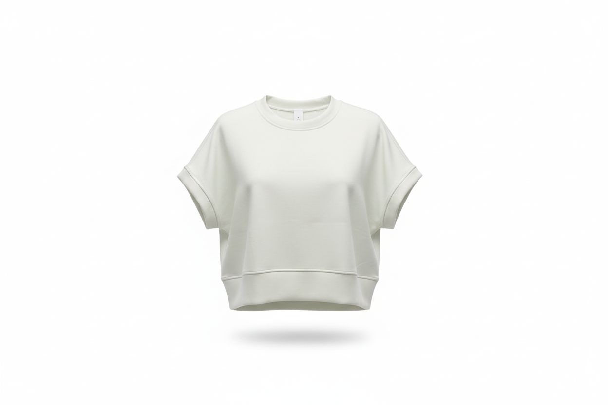 Sudadera Crop de Manga Corta con Puños Enrollados