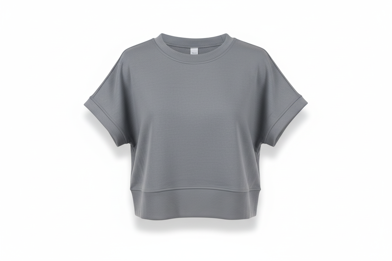 Sudadera Crop de Manga Corta con Puños Enrollados