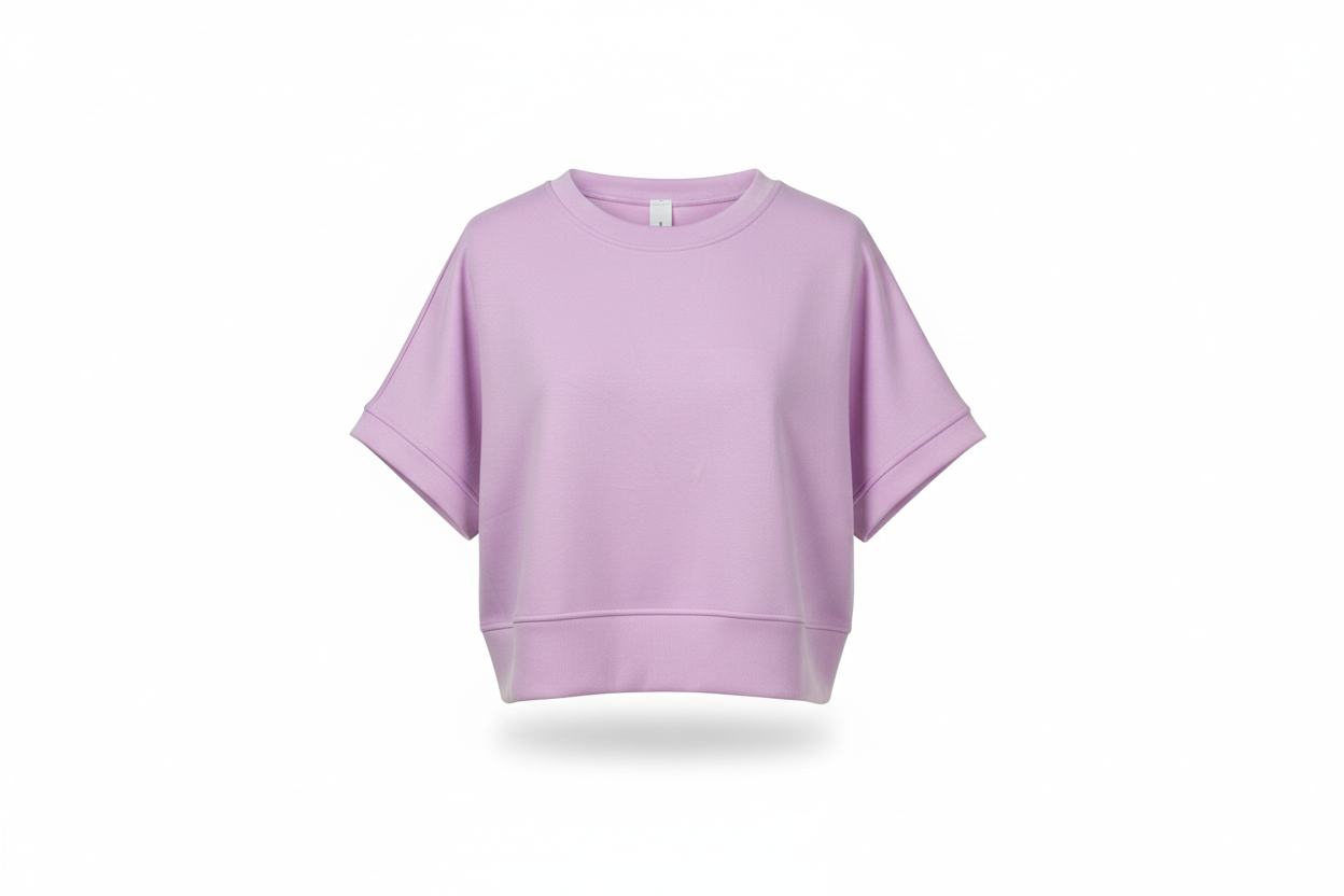 Sudadera Crop de Manga Corta con Puños Enrollados