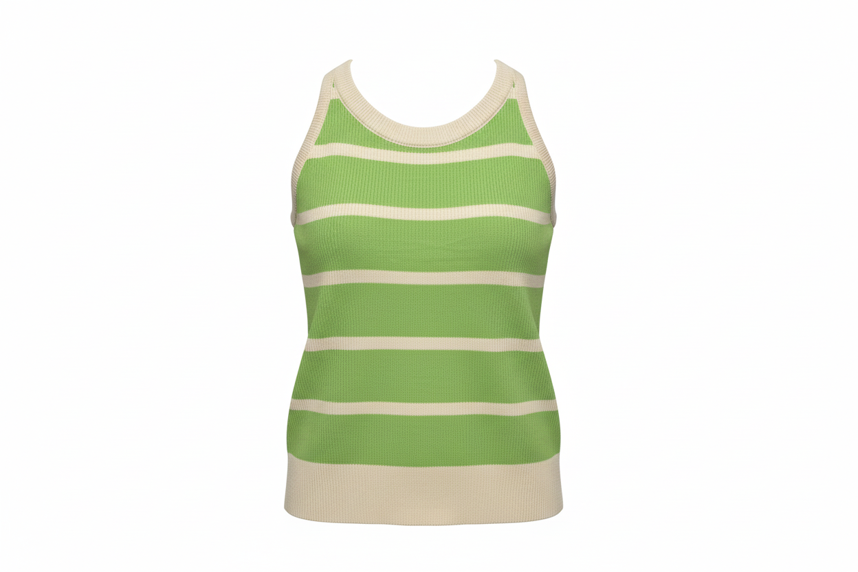 Crop Top de Rayas Horizontales Sin Mangas con Tirantes Delgados