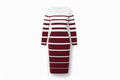 Vestido Midi de Rayas Horizontales con Manga Larga